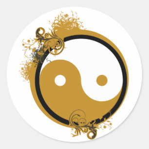 Bronze Yin Yang Runder Aufkleber