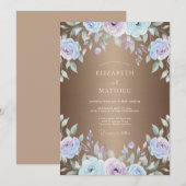Bronzeblaue Hochzeit bemalt Einladung (Vorne/Hinten)
