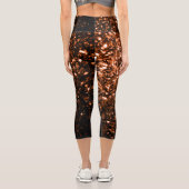 Bronzebraun-Imitat aus Kupfer Glitzer Glitzern Capri Leggings (Rückseite)