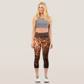Bronzebraun-Imitat aus Kupfer Glitzer Glitzern Capri Leggings (Vorderseite)