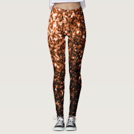 Bronzebraun-Imitat aus Kupfer Glitzer Glitzern Leggings