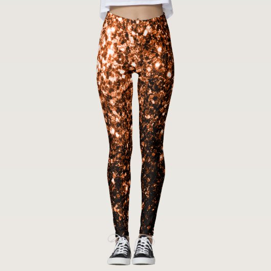 Bronzebraun-Imitat aus Kupfer Glitzer Glitzern Leggings (Vorderseite)