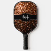Bronzebraun Imitat aus Kupfer Glitzer Glitzern Mon Pickleball Schläger (Vorderseite)