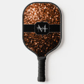 Bronzebraun Imitat aus Kupfer Glitzer Glitzern Mon Pickleball Schläger (Rückseite)