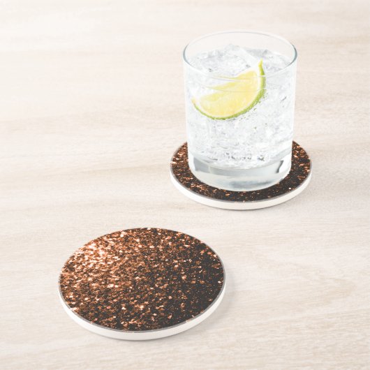 Bronzebraun-Imitat aus Kupfer Glitzer Glitzern Sandstein Untersetzer (Seite)