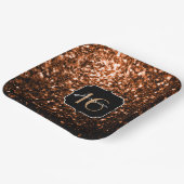 Bronzebraun-Imitate aus Kupfer Glitzern Sweet 16 Pappteller (Gewinkelt)