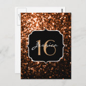 Bronzebraun-Imitate aus Kupfer Glitzern Sweet 16 Postkarte (Vorne/Hinten)