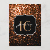 Bronzebraun-Imitate aus Kupfer Glitzern Sweet 16 Postkarte (Vorderseite)
