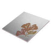 Bronzeginkgo-Blätter auf silbernem Effekt-Muster Fliese (Seite)
