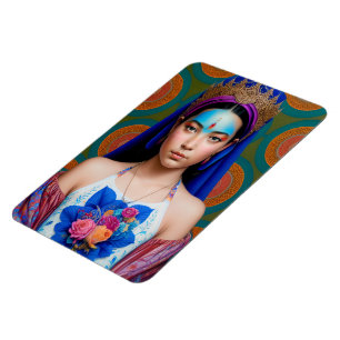 Bronzekronze mit Blumenkleid Magnet