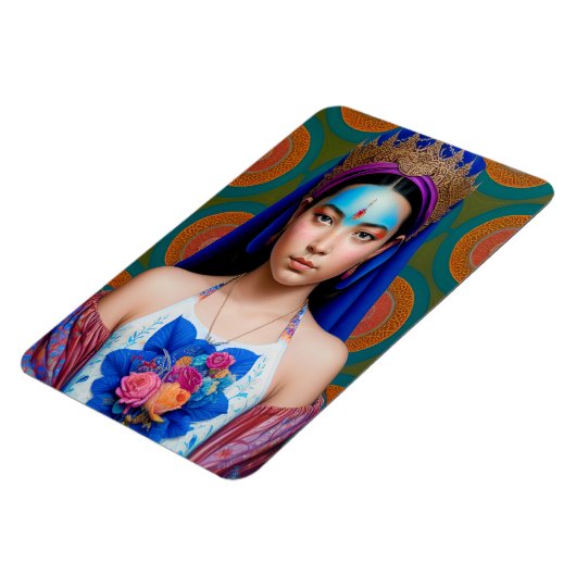 Bronzekronze mit Blumenkleid Magnet (Linke Seite)