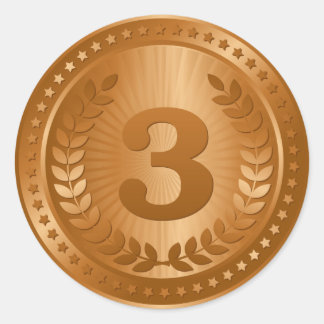 Bronzemedaille 3. Platz Runder Aufkleber