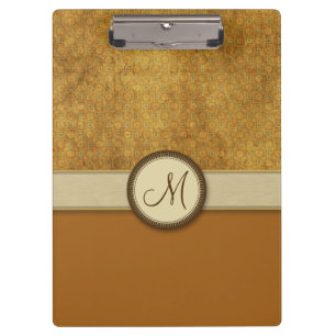 Bronzemünzen-Muster mit Monogramm Klemmbrett