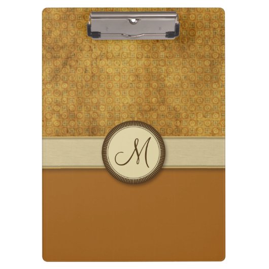 Bronzemünzen-Muster mit Monogramm Klemmbrett (Vorderseite)
