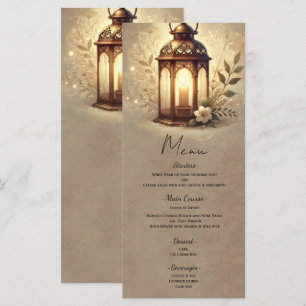 Bronzene Laterne im Landhausstil für Hochzeitsmenü Menükarte