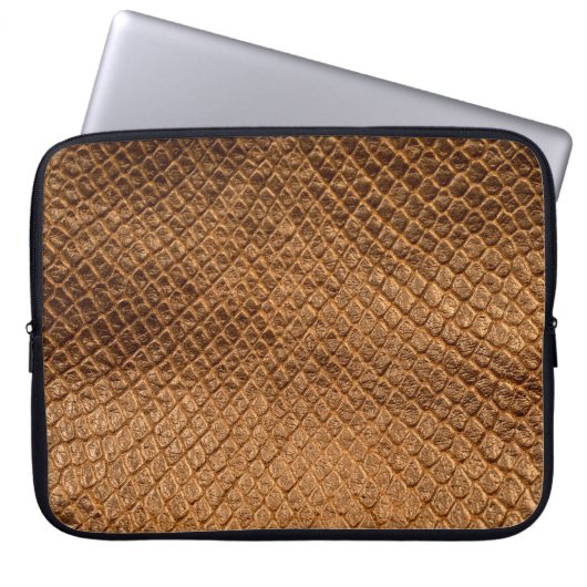 Bronzesnake-Lederleder mit Wavy-Textur Laptopschutzhülle (Vorderseite)