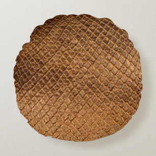 Bronzesnake-Lederleder mit Wavy-Textur Rundes Kissen