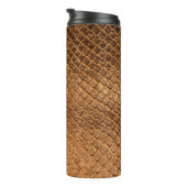 Bronzesnake-Lederleder mit Wavy-Textur Thermosbecher (Nach rechts gedreht)