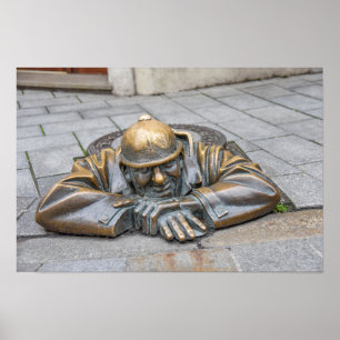Bronzestatue eines Kanalarbeiters, Bratislava, Slo Poster