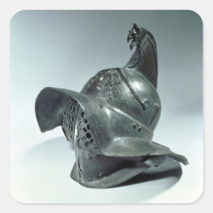 Bronzesturzhelm von Thracian Gladiator, römisch, Quadratischer Aufkleber