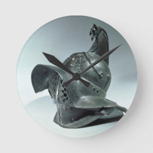 Bronzesturzhelm von Thracian Gladiator, römisch, Runde Wanduhr