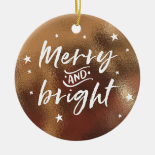 Bronzeweihnachtsverzierung mit personalisiertem keramik ornament