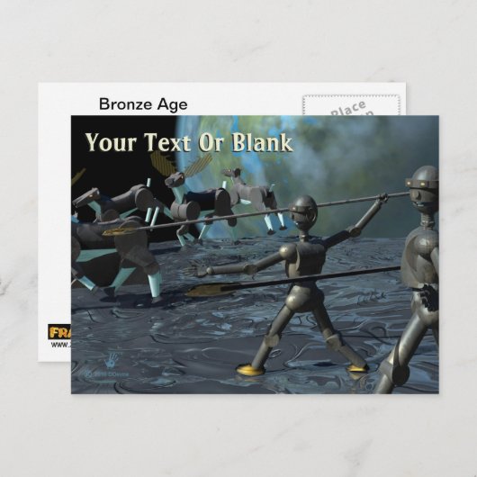 Bronzezeitroboter Postkarte (Vorne/Hinten)
