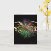 Bronzierter Drache Karte (Gelbe Blume)