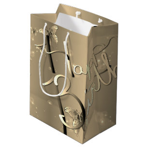Bronzy "Happy Birthday" 3D Butterflies Mittlere Geschenktüte
