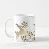 Bronzy Monogram Snowflakes Rentier auf Weiß Kaffeetasse (Links)