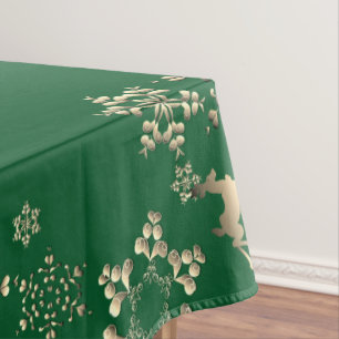 Bronzy Rentier und Schneeflocken auf Grün Tischdecke