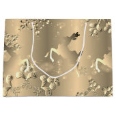 Bronzy Rentier und Schneeflocken Groß Große Geschenktüte (Vorderseite)