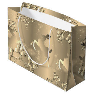 Bronzy Rentier und Schneeflocken Groß Große Geschenktüte