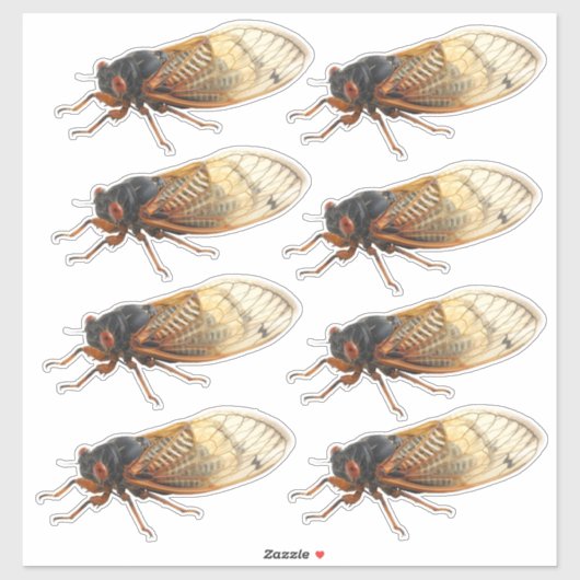 Brood X Periodical Cicada Stickers: 8 pro Blatt Aufkleber (Blatt)