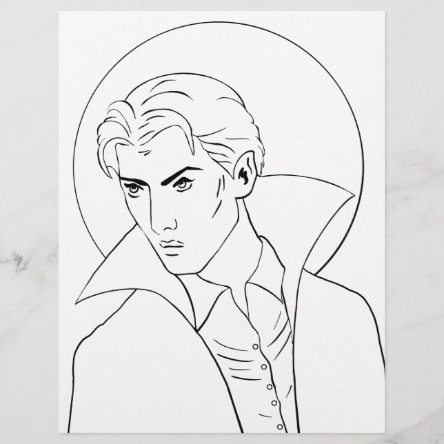 Brooding Man Vampire Coloring Page (Vorderseite)
