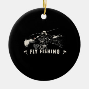 Brook Forellenfischer Fischfang Keramik Ornament