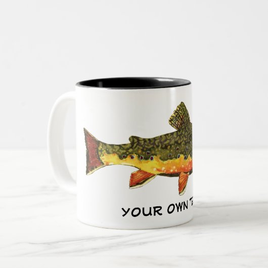 Brook Trout Fischmalerei Zweifarbige Tasse (Vorderseite Links)
