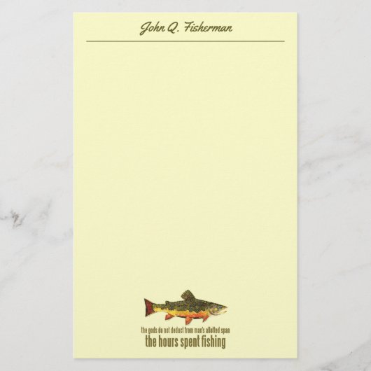 Brook Trout Fly Fisherman Anglerfisch Sprichwort Briefpapier (Vorderseite)