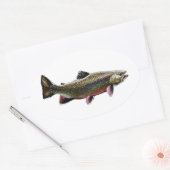 Brook Trout Logo (Schwimmen) Ovaler Aufkleber (Umschlag)