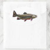 Brook Trout Logo (Schwimmen) Ovaler Aufkleber (Tasche)