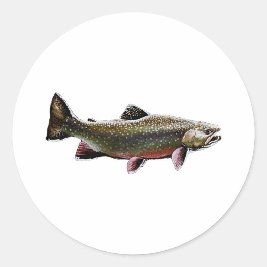 Brook Trout Logo (Schwimmen) Runder Aufkleber (Vorderseite)