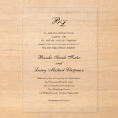 Brooke Classic Script Monogram Elegant Wedding Acryleinladungen (Vorderseite)