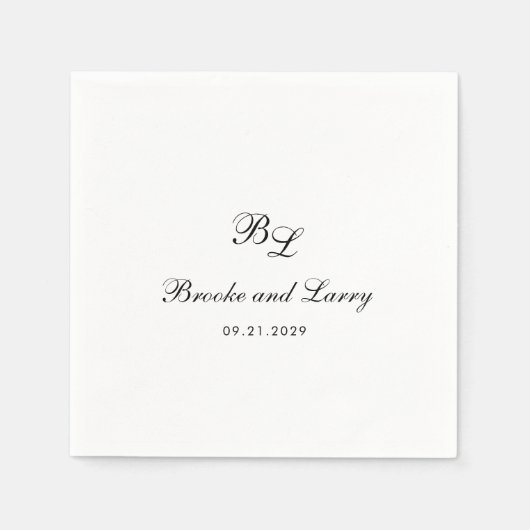 Brooke Classic Script Monogram Elegant Wedding Serviette (Vorderseite)