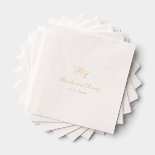 Brooke Classic Script Monogram Elegant Wedding Servietten Mit Folie (Insitu (Gestapelt))