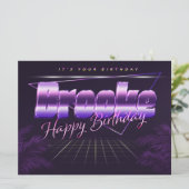 Brooke Name Vorname lila retro Karte Geburtstag (Stehend Vorderseite)