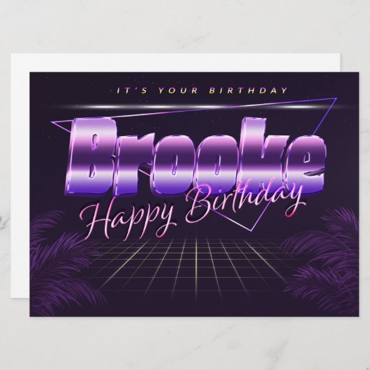 Brooke Name Vorname lila retro Karte Geburtstag (Vorne/Hinten)