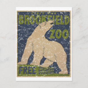 Brookfield Zoo-Eisbär-abgenutzt Postkarte