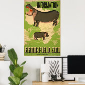Brookfield Zoo Hippo Vintag WPA Poster (Heimbüro)