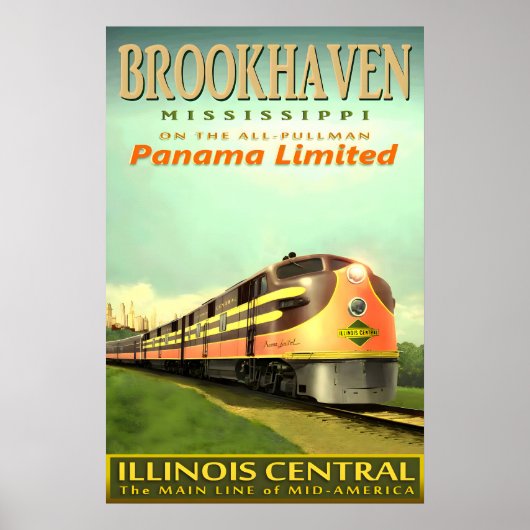 BROOKHAVEN Mississippi Illinois Central Railroad Poster (Vorne)