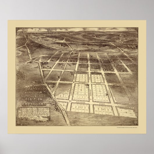 Brookland, DC Panorama Karte - 1895 Poster (Vorne)